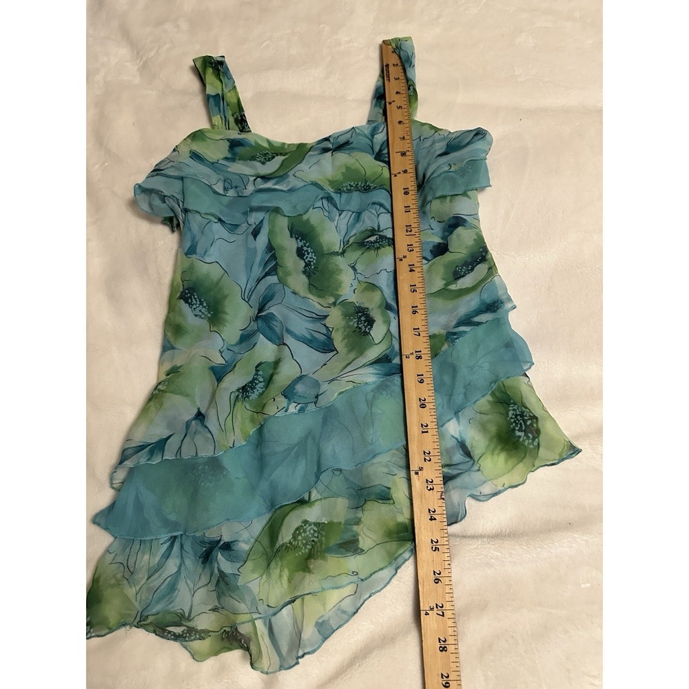Vtg Y2K Dress Barn M Cami Top Tiered Ruffle Floral Asymmetrical Fairy Romance - Picture 12 of 12